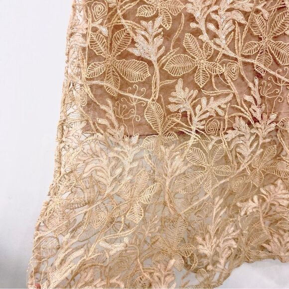 Kelley Felder Beige Tan Evening Gown Sequence Midid Dress US8 - Picture 5 of 12